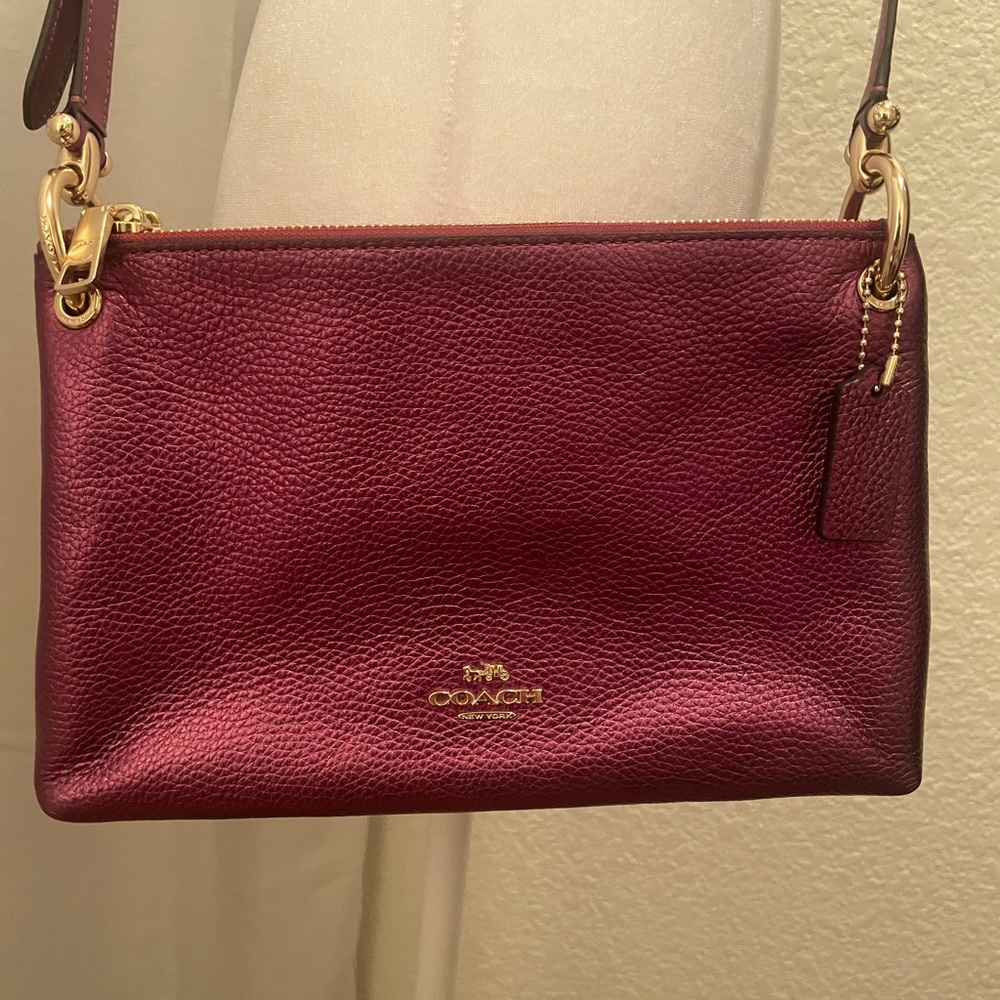 Coach Crossbody Bag in Burgundy with Gold Hardware
